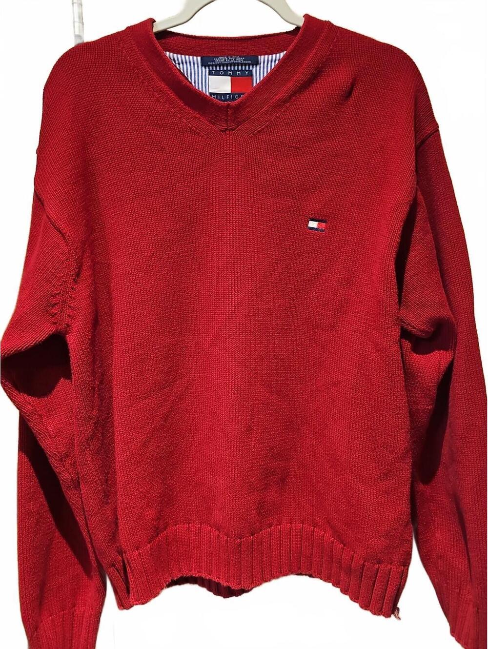 Tommy Hilfiger Men’s Vintage Red Knit Sweater Size Large